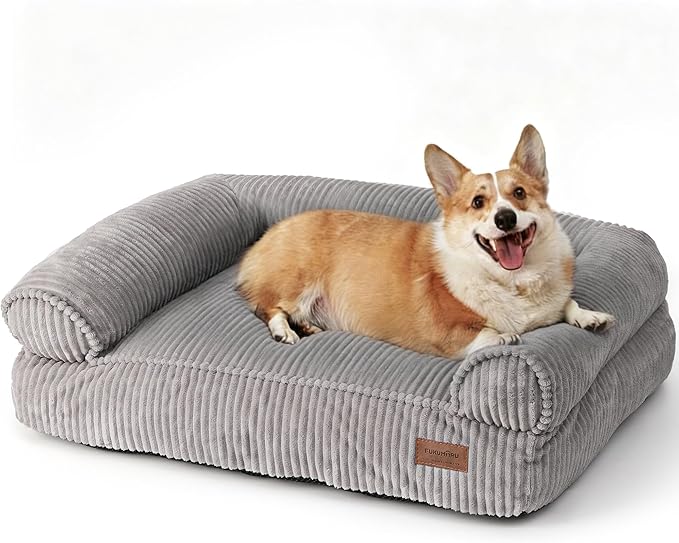 FUKUMARU Cute Dog Bed, Waterproof Corduroy Dogs Couch, 36in Orthopedic Pet Sofa by FUKUMARU
