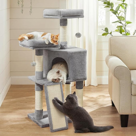 Feandrea Cat Tree, 45.3-Inch Cat Tower, Plush Condo by FeandreabySONGMICSHOME