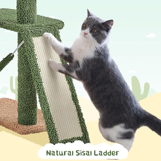 Yaheetech 63in Cactus Cat Tree, Pet Furniture Activity Center - Image 7