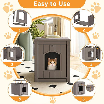 Cat Litter Box Enclosure, Openable Front Door & Raised Floor - Image 7