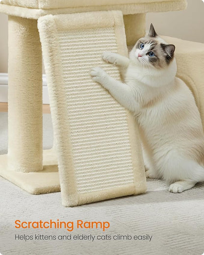 Feandrea Small Cat Tree, Cat Tower Condo, Scratching Ramp, Large Top Perch - Image 6