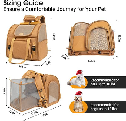 Expandable Carrier Backpack for Big Cats Small Dogs, Airline Approved Pet - Image 2