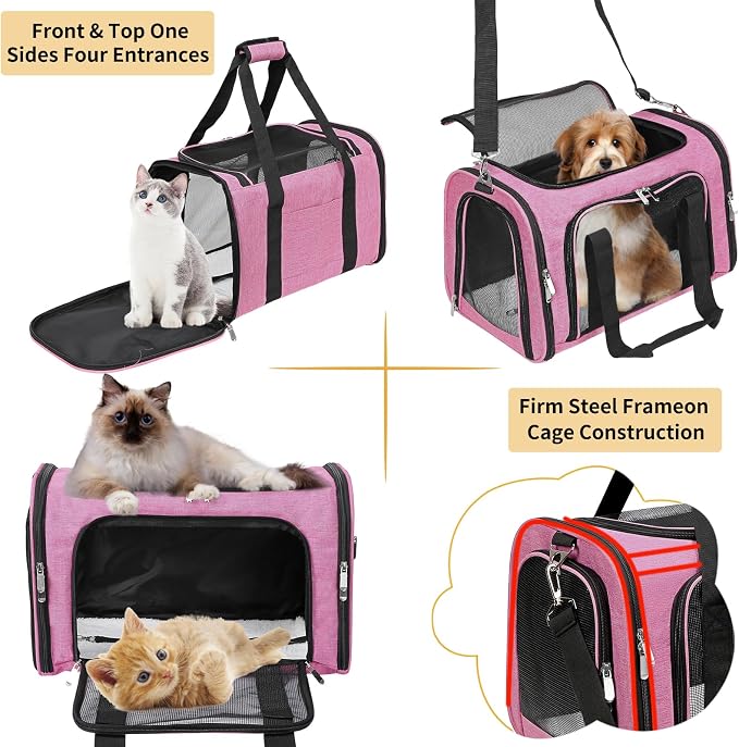 Soft-Sided Cat/Dog/Pet Carrier, Collapsible Pets Travel Carriers - Image 5