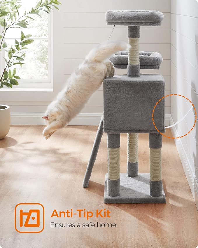 Feandrea Cat Tree, 45.3-Inch Cat Tower, Plush Condo - Image 8