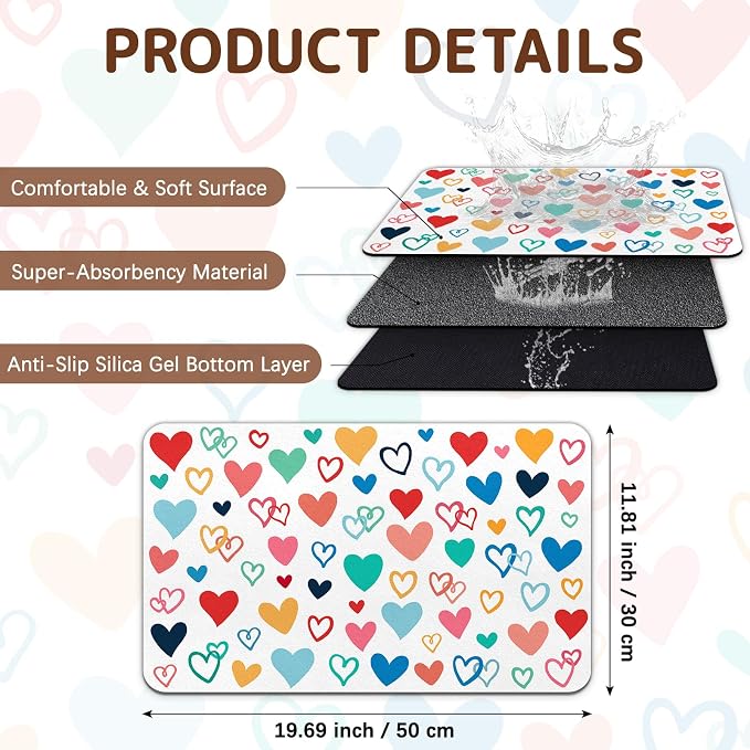 Dog Food Mat for Bowls, Absorbent Quick Dry Dog Cat Mats for Food and Water - Image 2