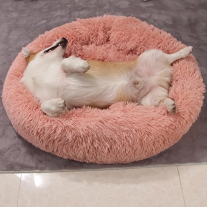 Calming Dog Bed for Medium Dogs Washable Donut 30 inches Anti-Slip Pet Bed - Image 6