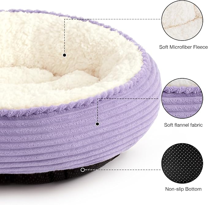 Love's cabin Round Donut Cat and Dog Cushion Bed, 20in Pet Bed - Image 2
