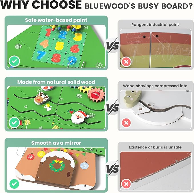 BlueWood Wooden Wall Busy Board Panels, Toddler Learning Activity Center - Image 3