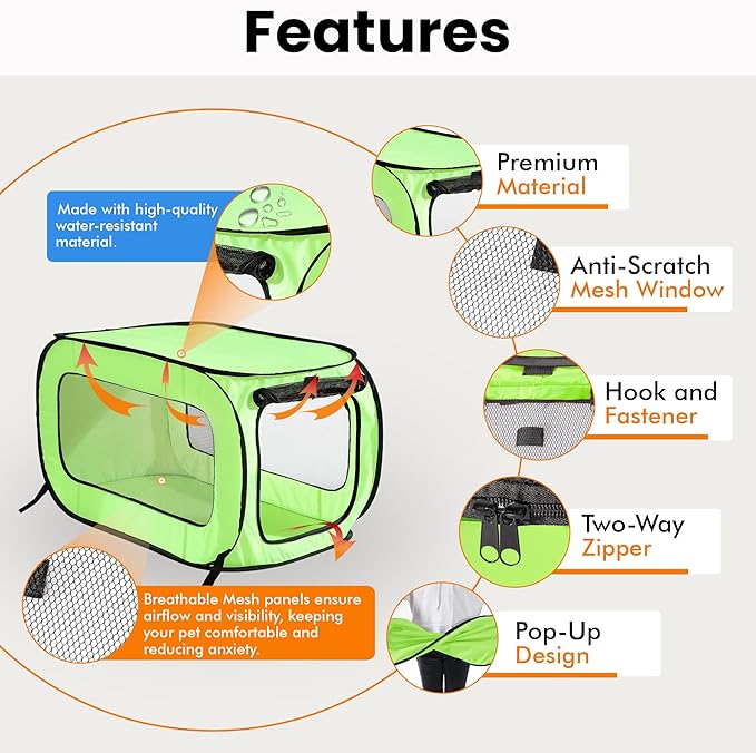 Beatrice Home Fashions Portable, Collapsible, Pop Up Kennel Travel Cat and Dog - Image 4