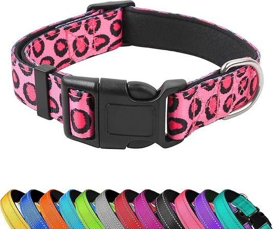 Reflective Dog Collar, Adjustable Soft Neoprene Padded Nylon Pet Collars by PWOD