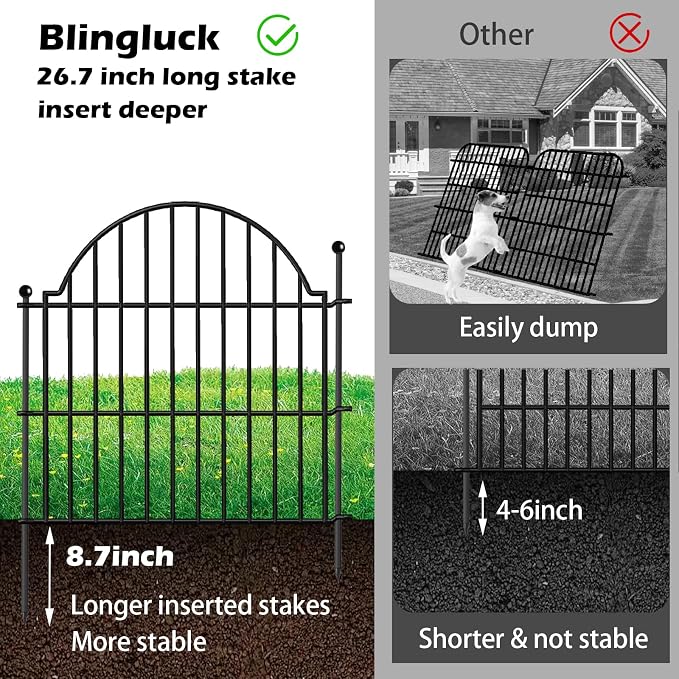 10 Panels No Dig Decorative Outdoor Garden Fence, 24in x20ft Animal Barrier - Image 3