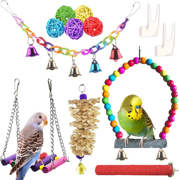 SunGrow Parrot Swing and Perch Bundle, Keep Birds from Hatching Plans by SunGrow