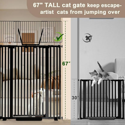 67" High Extra Tall Cat Gate for Doorway, 29.5-49.21" Extra Wide Pet Gate - Image 2