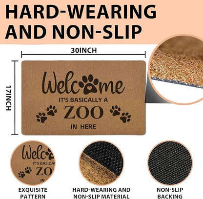 Funny Pet Welcome Door Mats, It's Basically a Zoo in Here Door Mat - Image 3