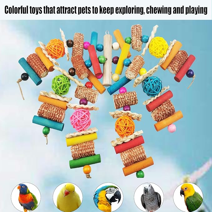 Bird Toys, Parrot Toys for Large Birds, Natural Peppered Wood African Grey - Image 4