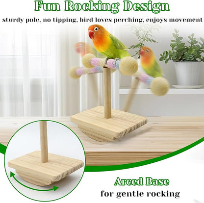 Natural Wood Bird Perch Stand Training, Intelligence Puzzle Enrichment Toys - Image 2