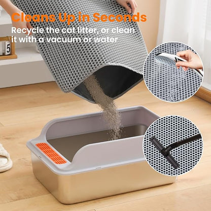 Jumbo Cat Litter Mat, 46x26 Inches Double Layer Honeycomb Litter Trapping Mat - Image 6