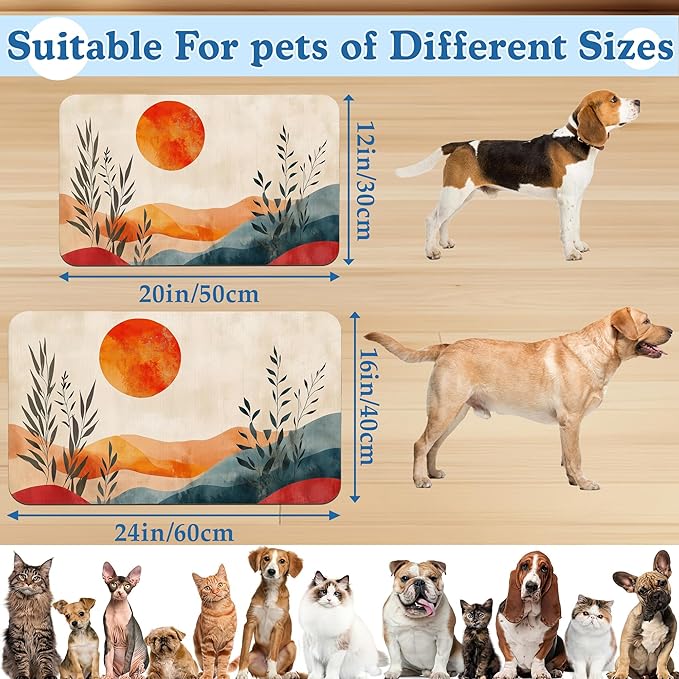 Boho Mountain Sun Pet Food Mat for Cats and Dogs–Christmas Stocking Absorbent - Image 2