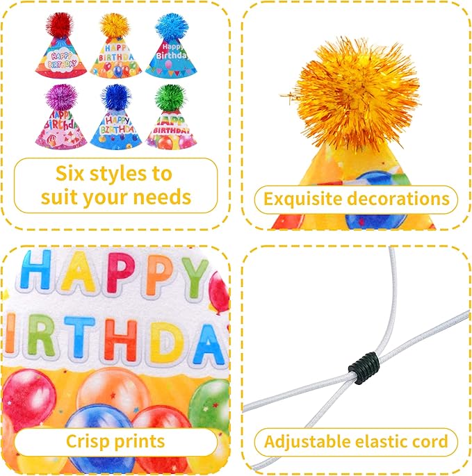 6pcs/Pack Dog Birthday Hats Party Hats - Image 3