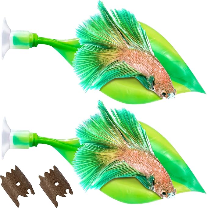 WILLBOND 2 Pcs Green Silicone Betta Fish Bed Leaf Hammock Betta Fish Tank by Willbond+Technology+Limited