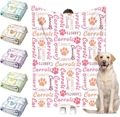 Personalized Paw Print Dog Blanket by Faroishta