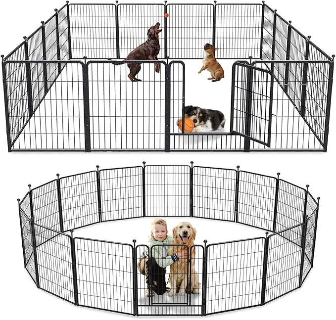 Dog Playpen 32 inch 16 Panels Indoor Outdoor Dog Pen by Jhsomdr