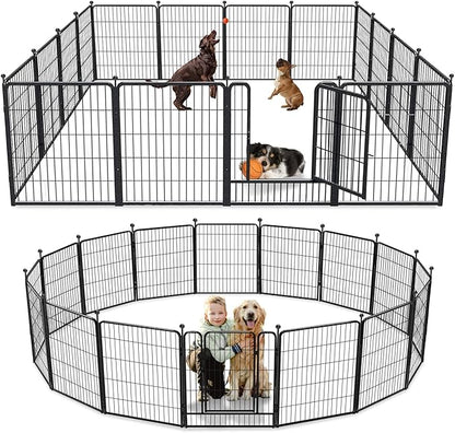 Dog Playpen 32 inch 16 Panels Indoor Outdoor Dog Pen by Jhsomdr