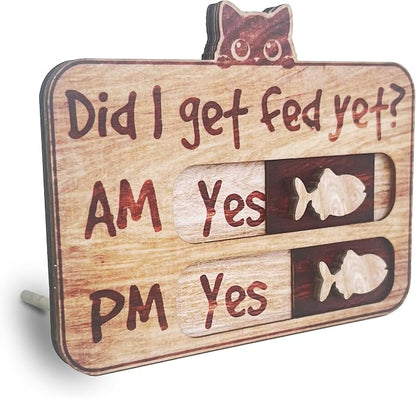 Cat Feeding Tracker-AM PM 2-Meal Wooden Fridge Magnets by GHTRP
