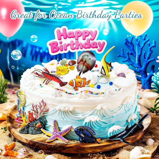Sea Animals Toys Figures 21Pcs, Plastic Marine Creature Shark Fish Starfish - Image 5
