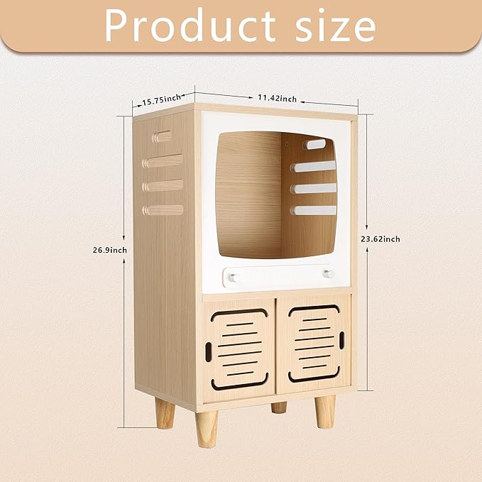 Cat House Side Table, 2-in-1 Wooden Cat House and Bedside Table - Image 2