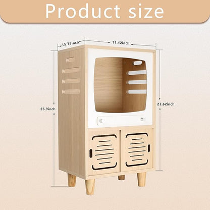 Cat House Side Table, 2-in-1 Wooden Cat House and Bedside Table - Image 2