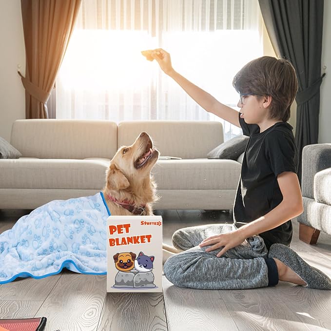 Blue Dog Blanket for Puppy Accesssories Boy, Washable Soft Puppy Essentials - Image 5