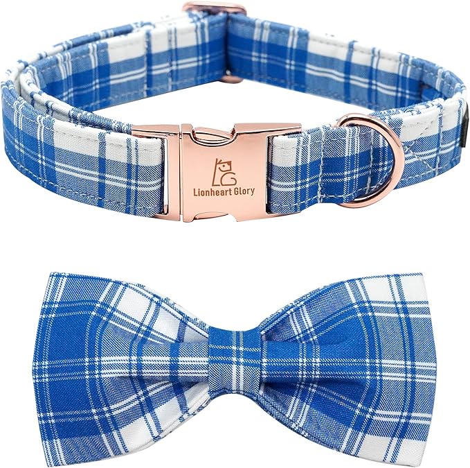 Lionheart glory Dog Collar, Boy Dog Collar Bowtie Blue Adjustable Dog Bowtie by LionheartGlory