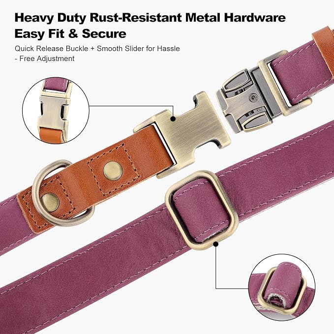 Plutus Pet Genuine Leather & Hemp Dog Collar – Adjustable Heavy Duty Pet Collar - Image 5