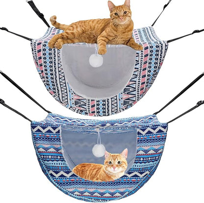 Unittype 2 Pieces Cat Cage Hammock Hanging Pet Bed Double Layer Soft Plush by Unittype