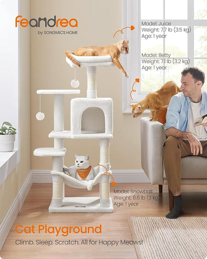 Feandrea Cat Tree, 44.1-Inch Cat Tower, Plush Multi-Level Condo - Image 2