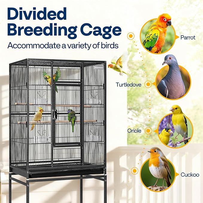 VIVOHOME 54 Inch Wrought Iron Large Bird Flight Cage - Image 6