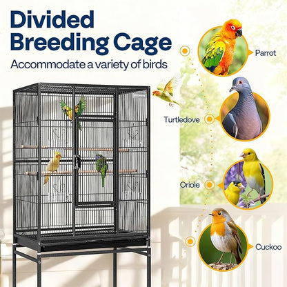 VIVOHOME 54 Inch Wrought Iron Large Bird Flight Cage - Image 6
