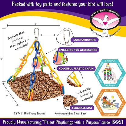 Super Bird Creations SB747 Mini Flying Trapeze Bird Toy, Small Bird Size - Image 2
