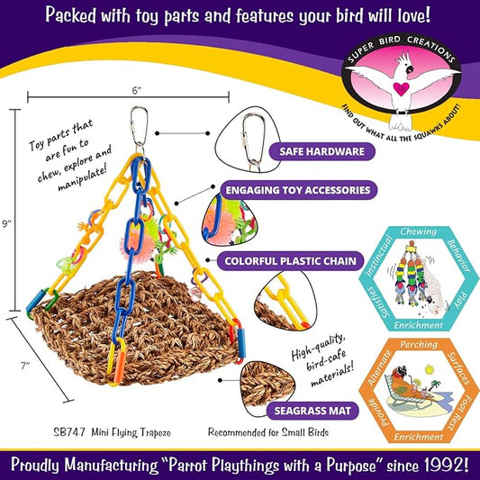 Super Bird Creations SB747 Mini Flying Trapeze Bird Toy, Small Bird Size - Image 2