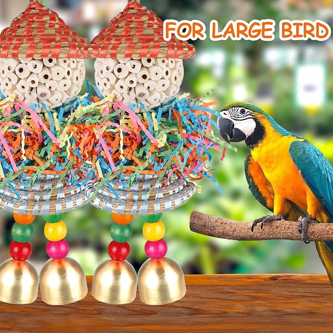 BBjinronjy 2PCS Bird Toys Parrot Foraging Shredder Hanging Toys Sola Balls - Image 4