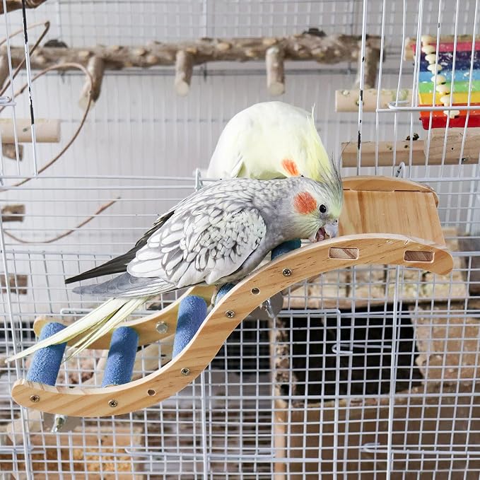 Bird Ladder Bridge, Wooden Pet Parrot Hamster Climbing Ladder Toys, Pet Bird - Image 3