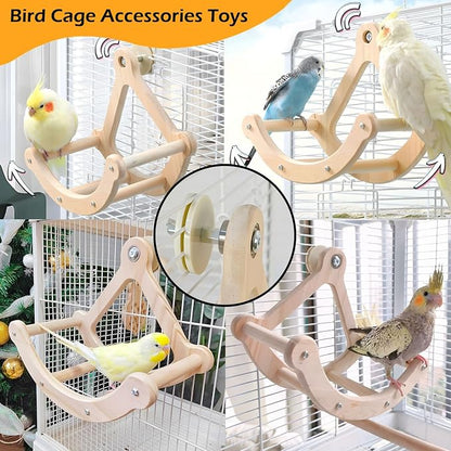 Bird Perch Toy, Interactive Rocking Parakeet Toys and Perches, Wooden Exercise - Image 4