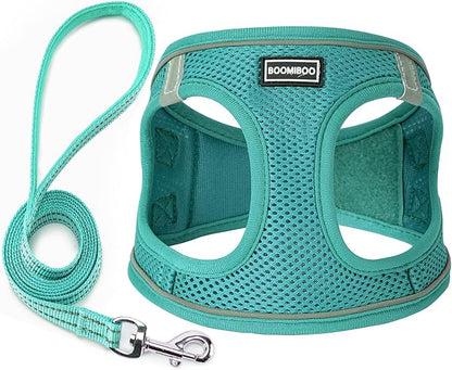 Dog Harness with Leash Set, No Pull Adjustable Reflective Step-in Puppy Pet by BOOMIBOO