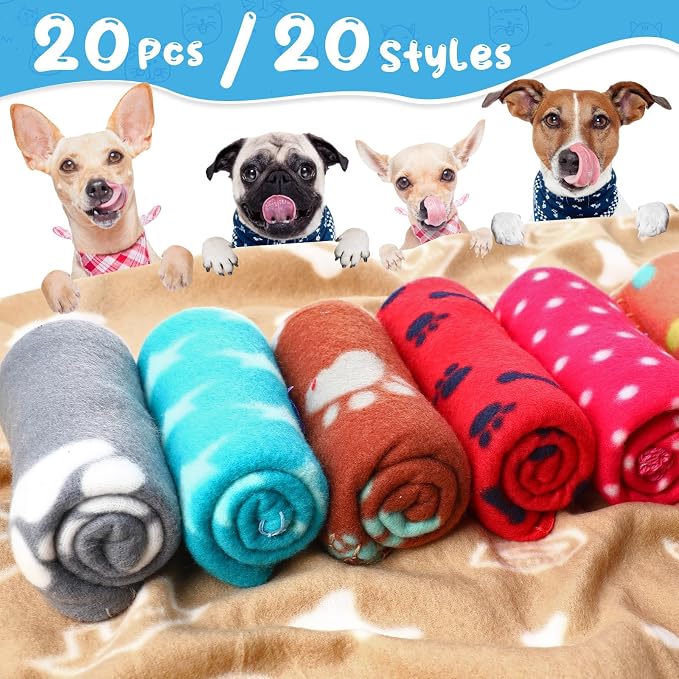 Eccliy 20 Pcs Puppy Blanket Pet Soft Fleece Dog Blankets Warm Felt Throw Sleep - Image 3