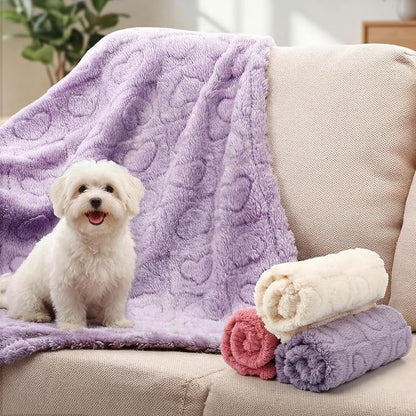 Tegeme 3 Pcs Small Dog Blanket 280 GSM Washable Pet Bed Cover Soft Fluffy Puppy - Image 2