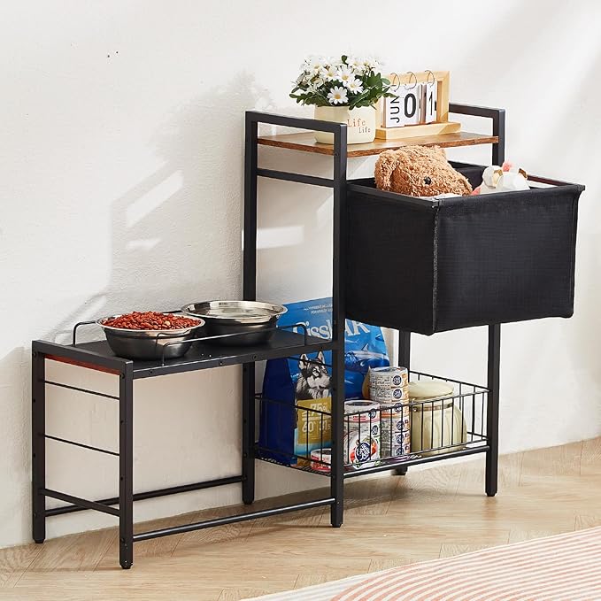 VEVOR Pet Feeding Station with Storage, 4 Height Adjustable Elevated Dog Bowl - Image 8