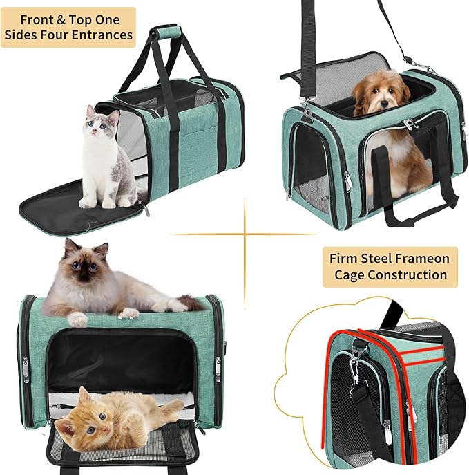 Soft-Sided Cat/Dog/Pet Carrier, Collapsible Pets Travel Carriers - Image 5
