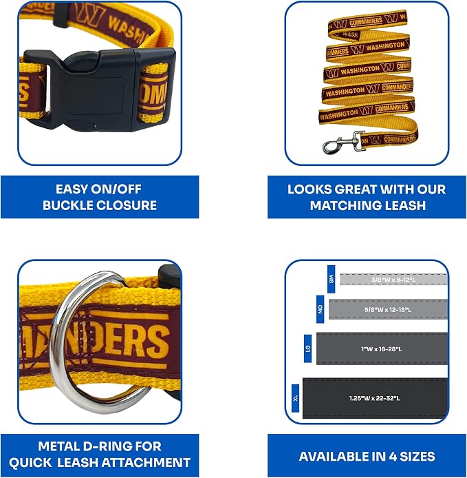 Pets First NFL Washington Commanders Dog & Cat Collar, Small Football Team - Image 6