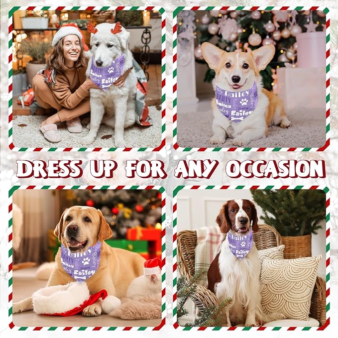 Personalized Dog Bandanas Custom Neckwear Name Button Anti-loosening Dog Scarf - Image 6